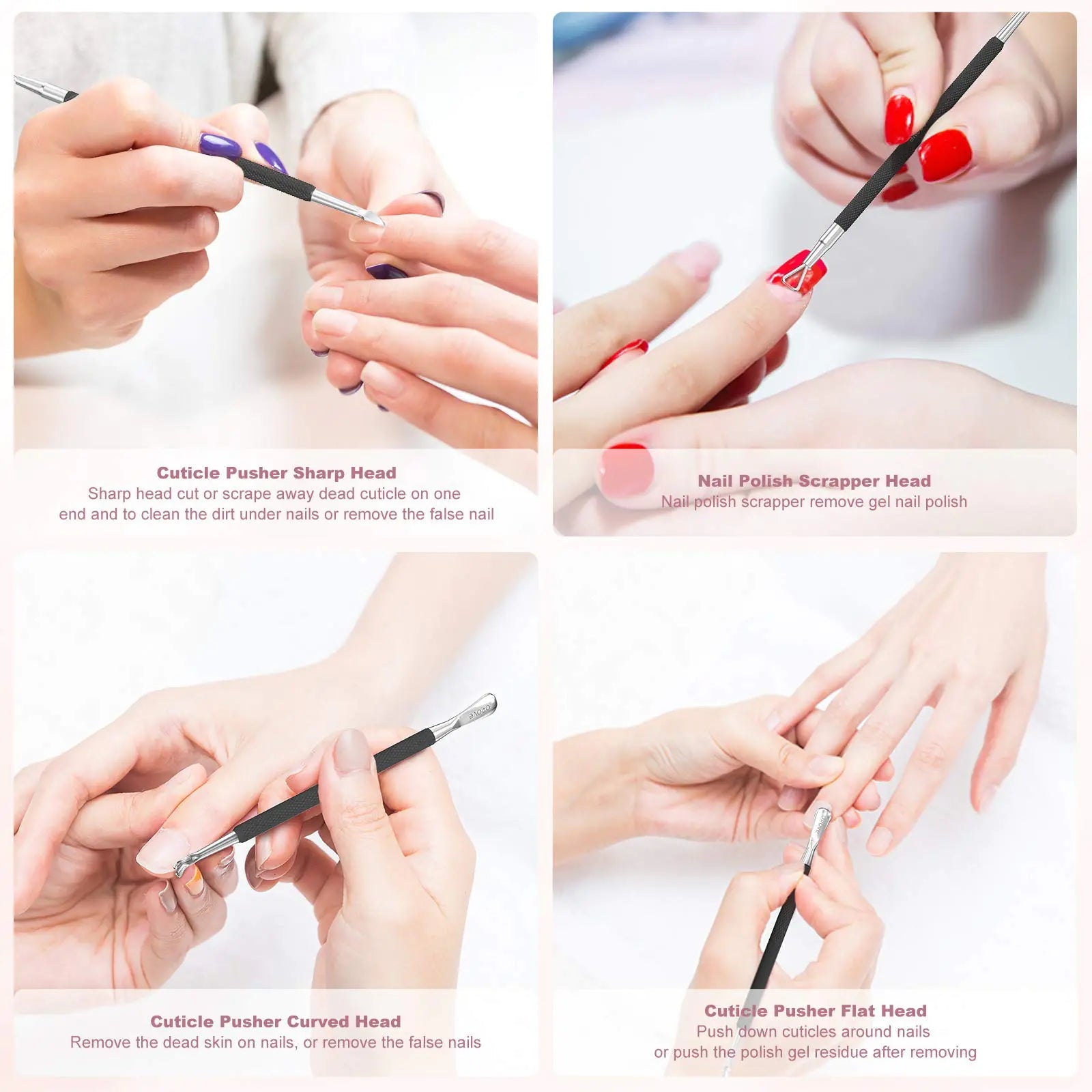 Cuticle Pusher Nail Polish Remover Stainless Steel Manicure Tool Set Gel Nail Polish Peeler Scraper Nail Cleaner Pedicure Kit for Fingernail and Toenail, opove P1, Matter Black… Buy X7 Get This 90% Off Anti Spier