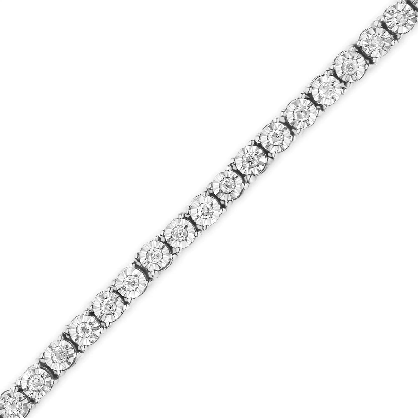 .925 Sterling Silver 1/2 Cttw Diamond Illusion - Set Miracle Plate Tennis Bracelet (I - J Color, I3 Clarity) - 7" - Anti Spier - Anti Spier - bracelet