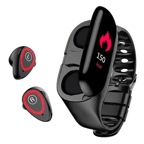 Smart Watch with Built-in TWS Wireless Bluetooth Earphone Blood Heart Rate Monitor Anti Spier