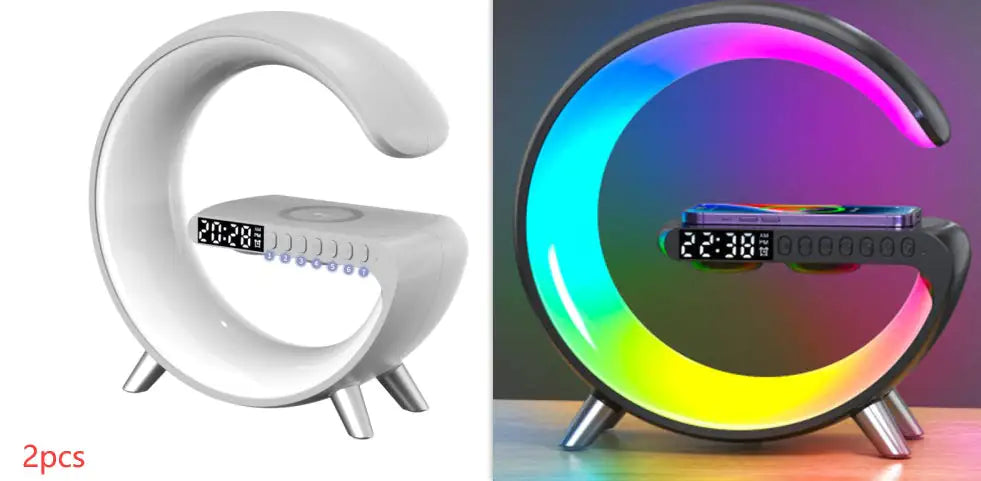 New Intelligent G Shaped LED Lamp Bluetooth Speake Wireless Charger Atmosphere Lamp App Control For Bedroom Home Decor Anti Spier