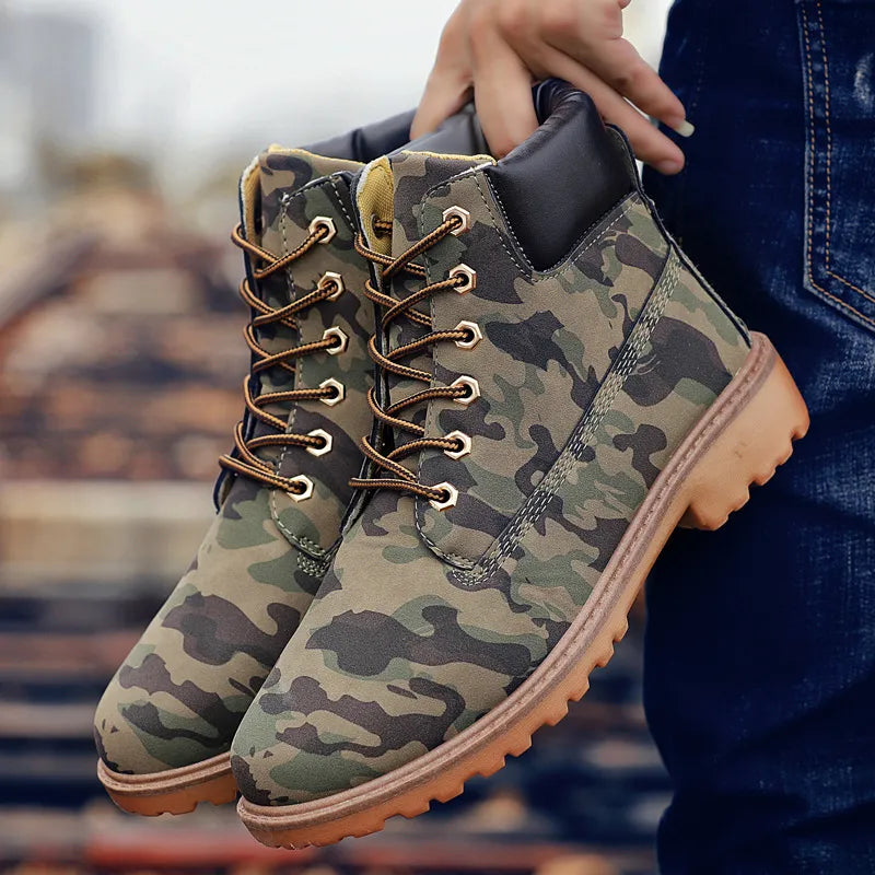 Men's PU Leather High-Top Snow Boots Anti Spier