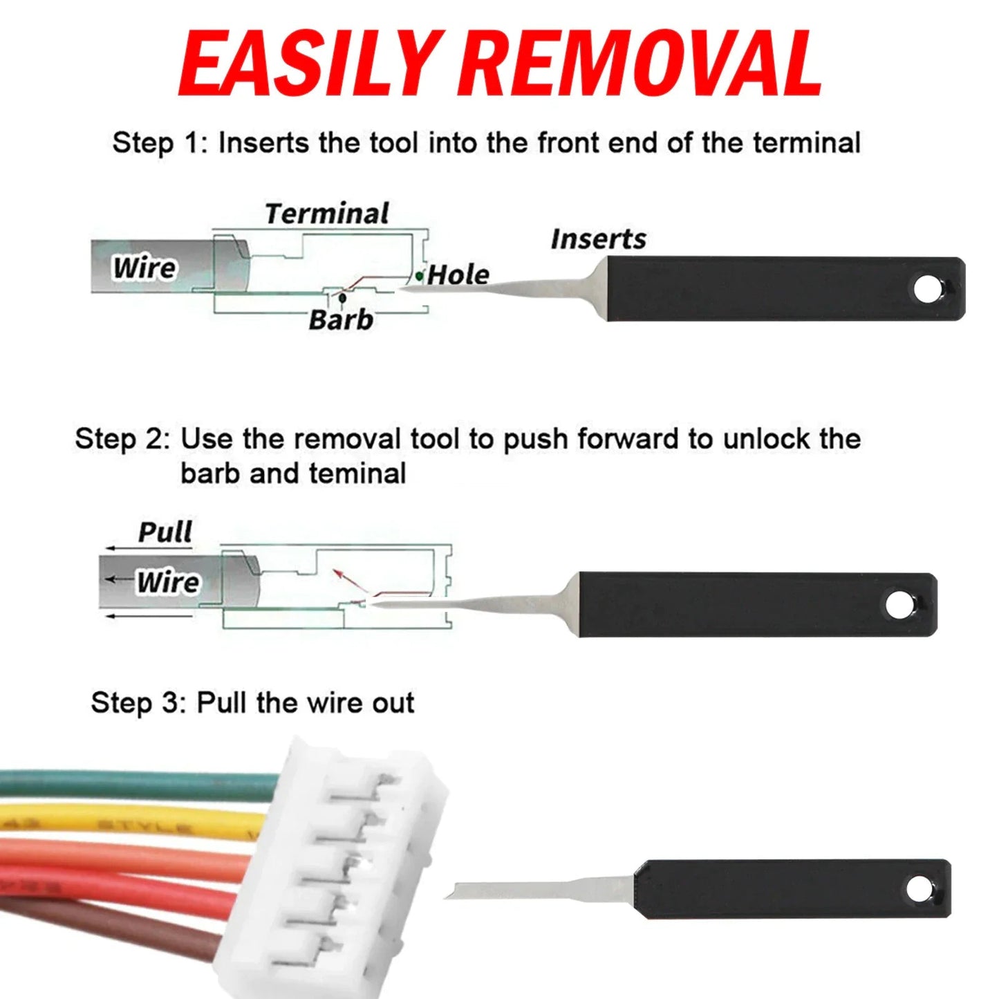 18Pcs Heavy Duty Thick Car Terminal Removal Kit Wire Connector Pin Release Tool Anti Spier
