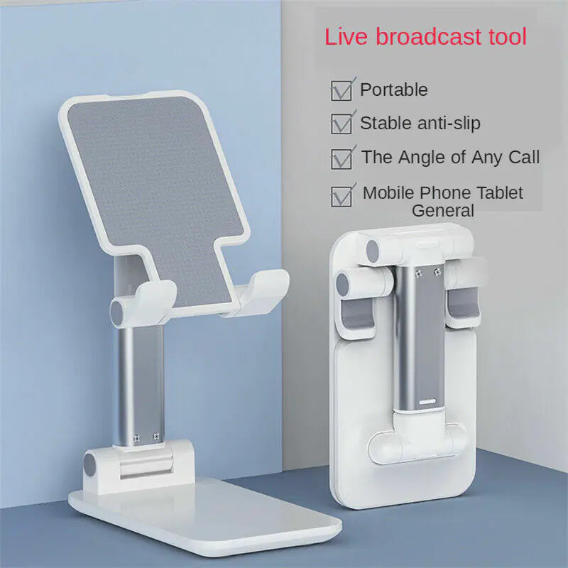 Sleek adjustable tablet holder for watching videos or video calls.