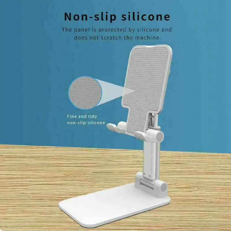 Stable metal stand for phones and tablets with adjustable viewing angles.
