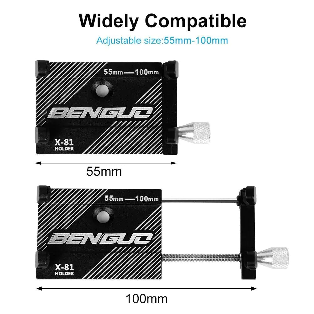 Durable and adjustable aluminum holder for phones, GPS, and devices on the go