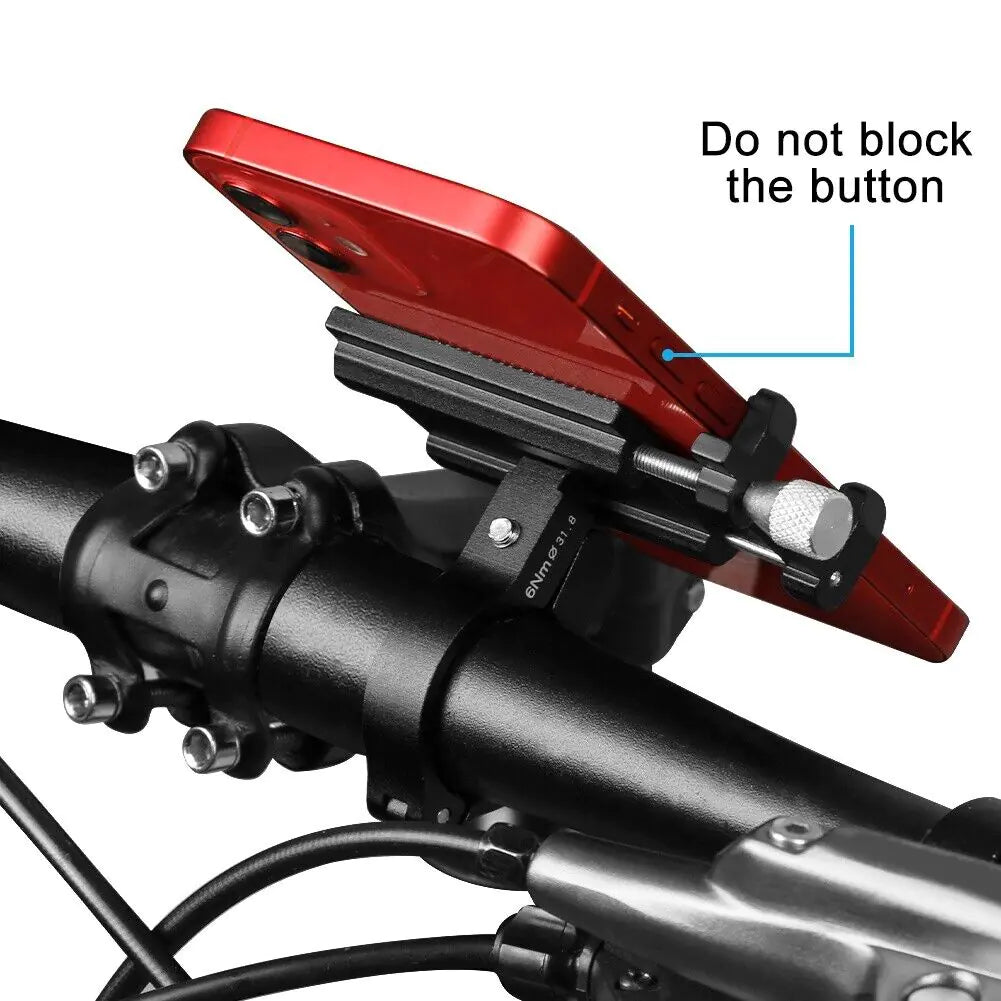 Compact yet durable phone holder for bike and motorcycle handlebars.