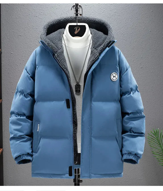Berber Fleece Coat Cotton-padded Coat Men's Fake Two Pieces Hooded Cotton Jacket Thick Warm Anti Spier