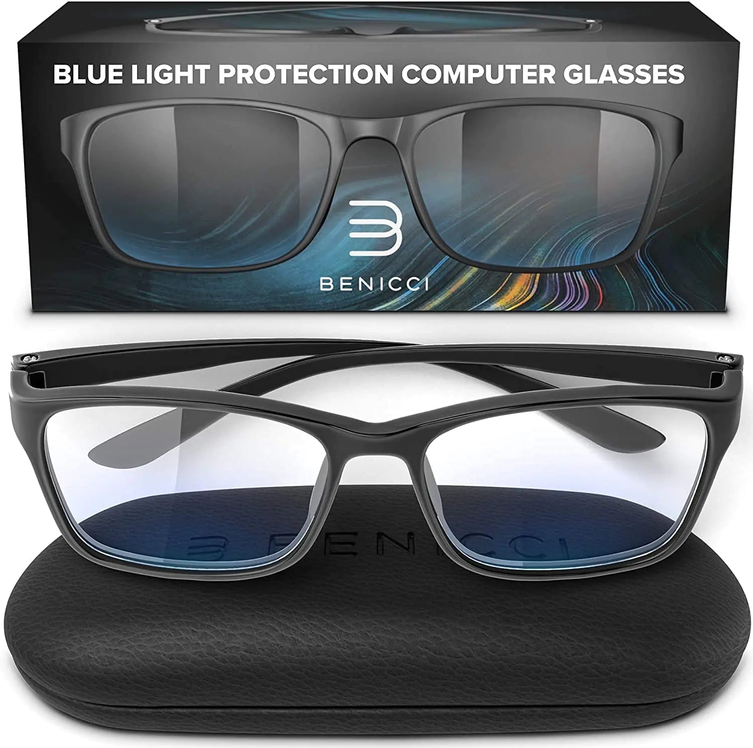 Stylish Blue Light Blocking Glasses for Women or Men - Ease Computer and Digital Eye Strain Dry Eyes Headaches and Blurry Vision - Instantly Blocks Glare from Computers and Phone Screens w/Case Anti Spier