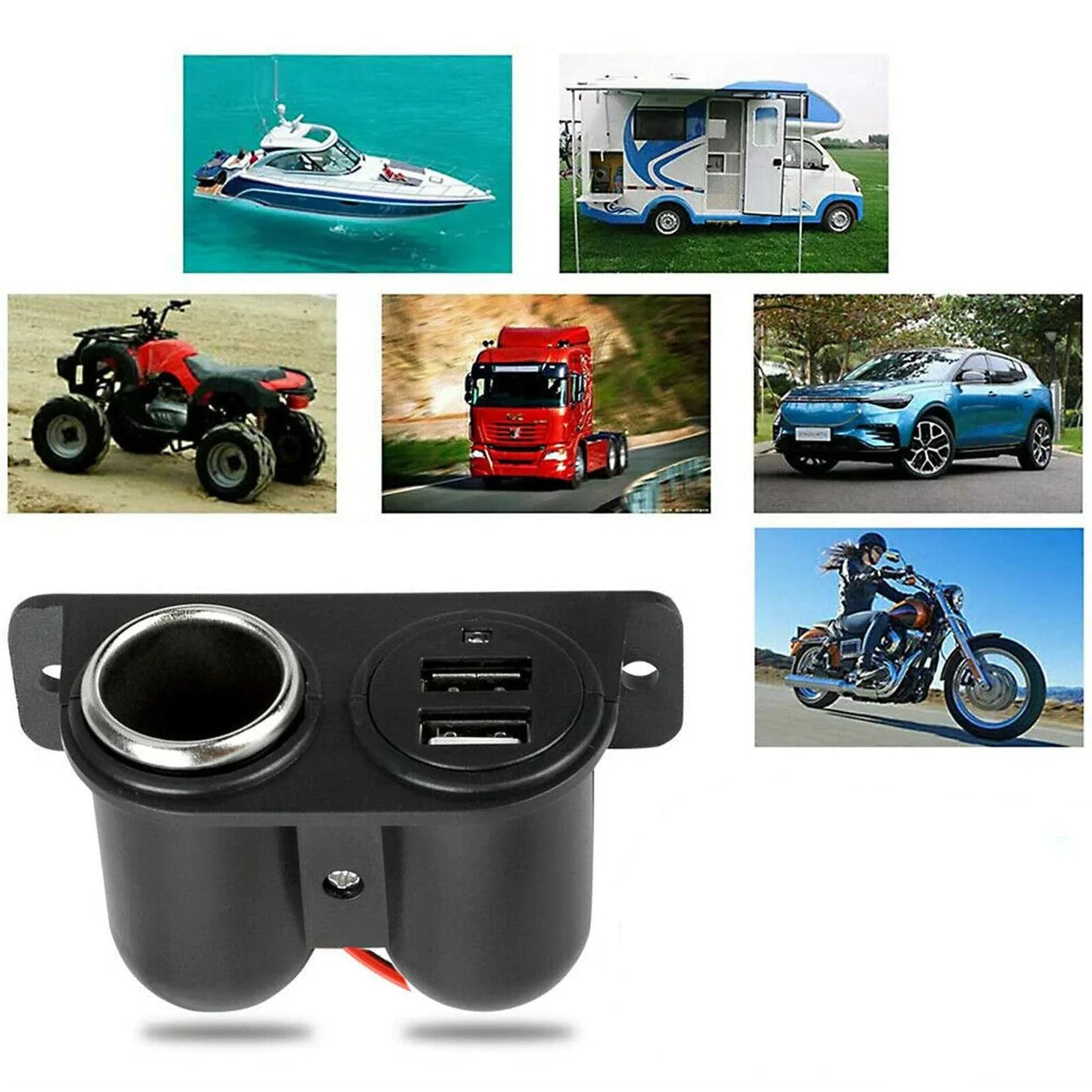 Car Cigarette Lighter Socket Splitter Dual USB Charger Power Adapter Outlet 12V Anti Spier