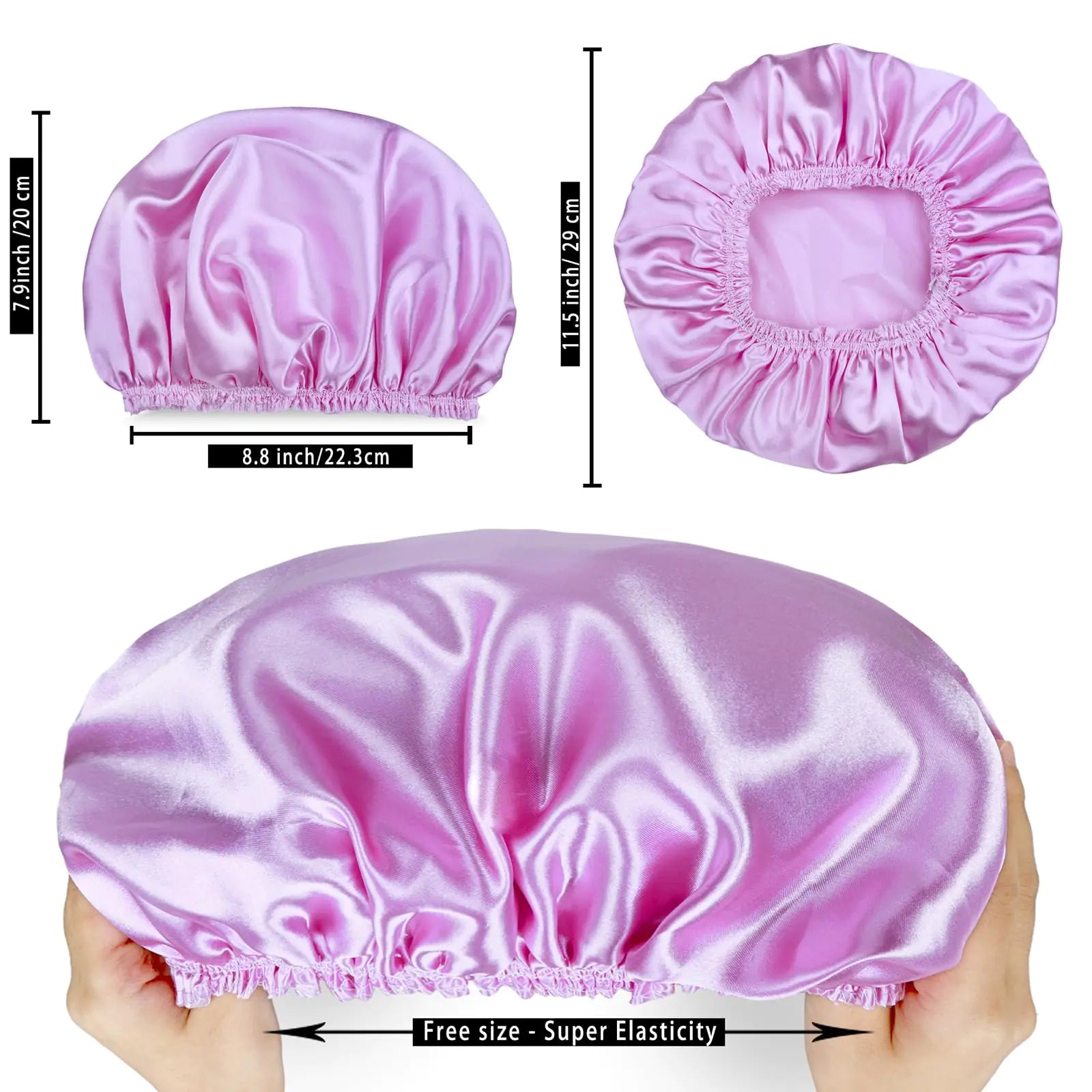 Shower Caps for Women, 4 PCS Elastic and Reusable Bath Caps, Double Waterproof Layers Shower Cap, Bathing Shower Caps, Environmental Protection Hair Bath Hat - Solid Color Solid Color 4 PCS/Set Anti Spier