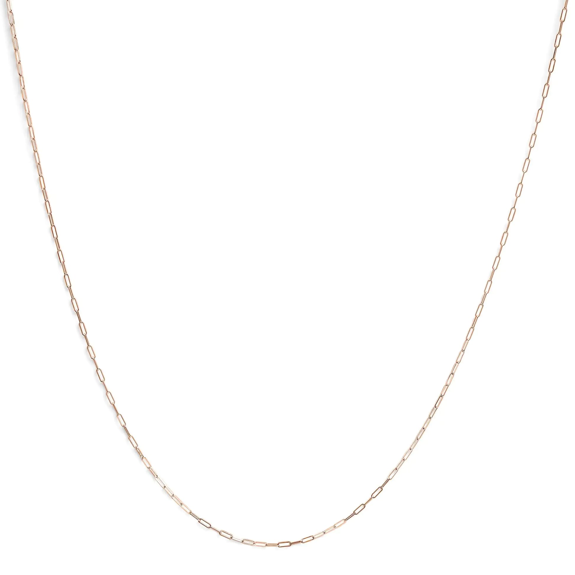 Unisex Solid 14K Gold 1.5mm Paperclip Chain Necklace - Choice of Length and Metal Color - Anti Spier 
