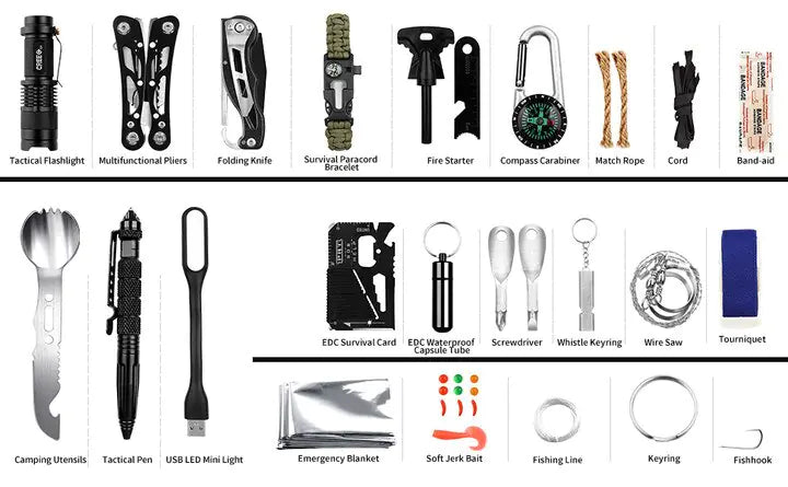 Emergency Survival Gear Kits 60 in 1 Outdoor Gear Tools Box Kit Set Anti Spier