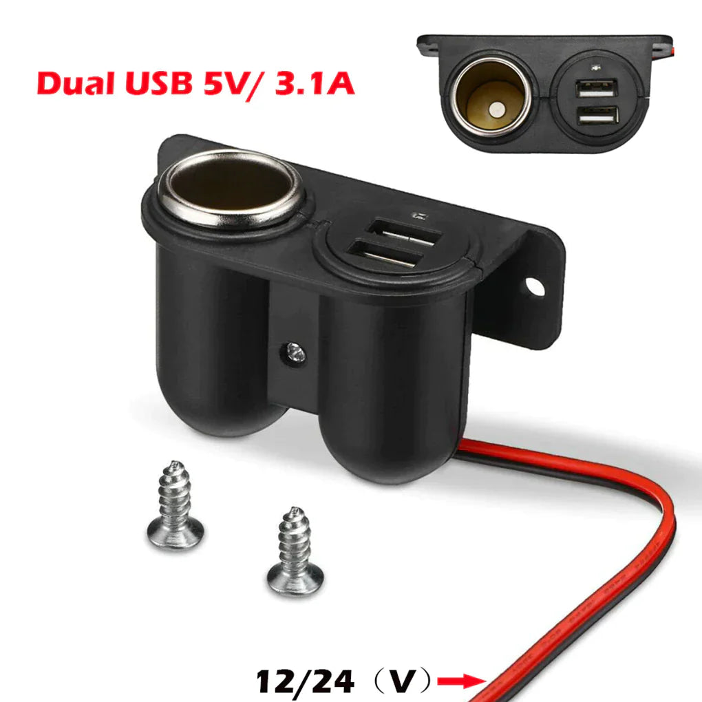 Car Cigarette Lighter Socket Splitter Dual USB Charger Power Adapter Outlet 12V Anti Spier