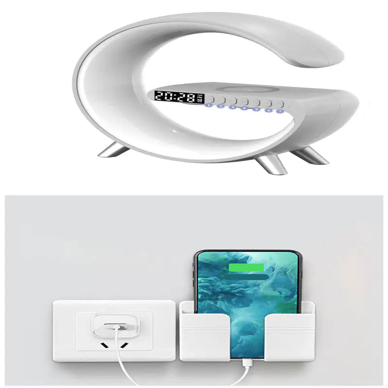 New Intelligent G Shaped LED Lamp Bluetooth Speake Wireless Charger Atmosphere Lamp App Control For Bedroom Home Decor Anti Spier