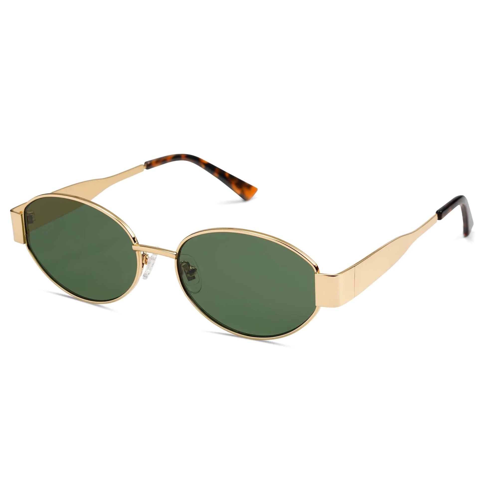 SOJOS Retro Oval Sunglasses for Women Men Trendy Sun Glasses Classic Shades UV400 Protection SJ1217 Gold/Grey Anti Spier