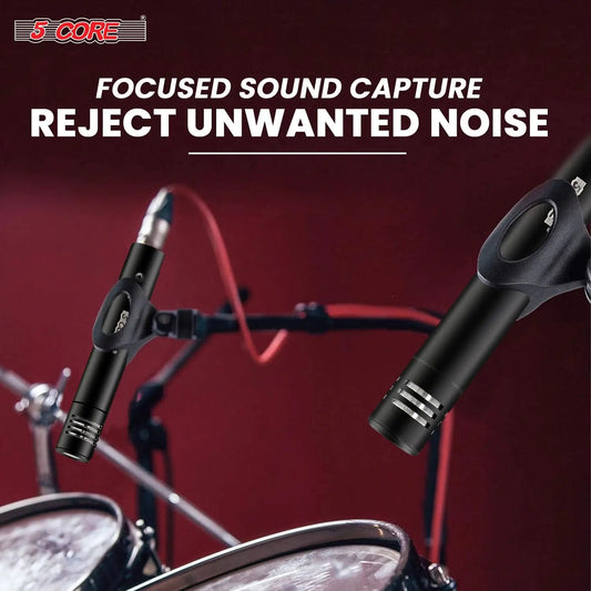 5Core Dynamic Instrument Microphone Professional XLR Cardioid Pencil Stick Condenser Mic Anti Spier