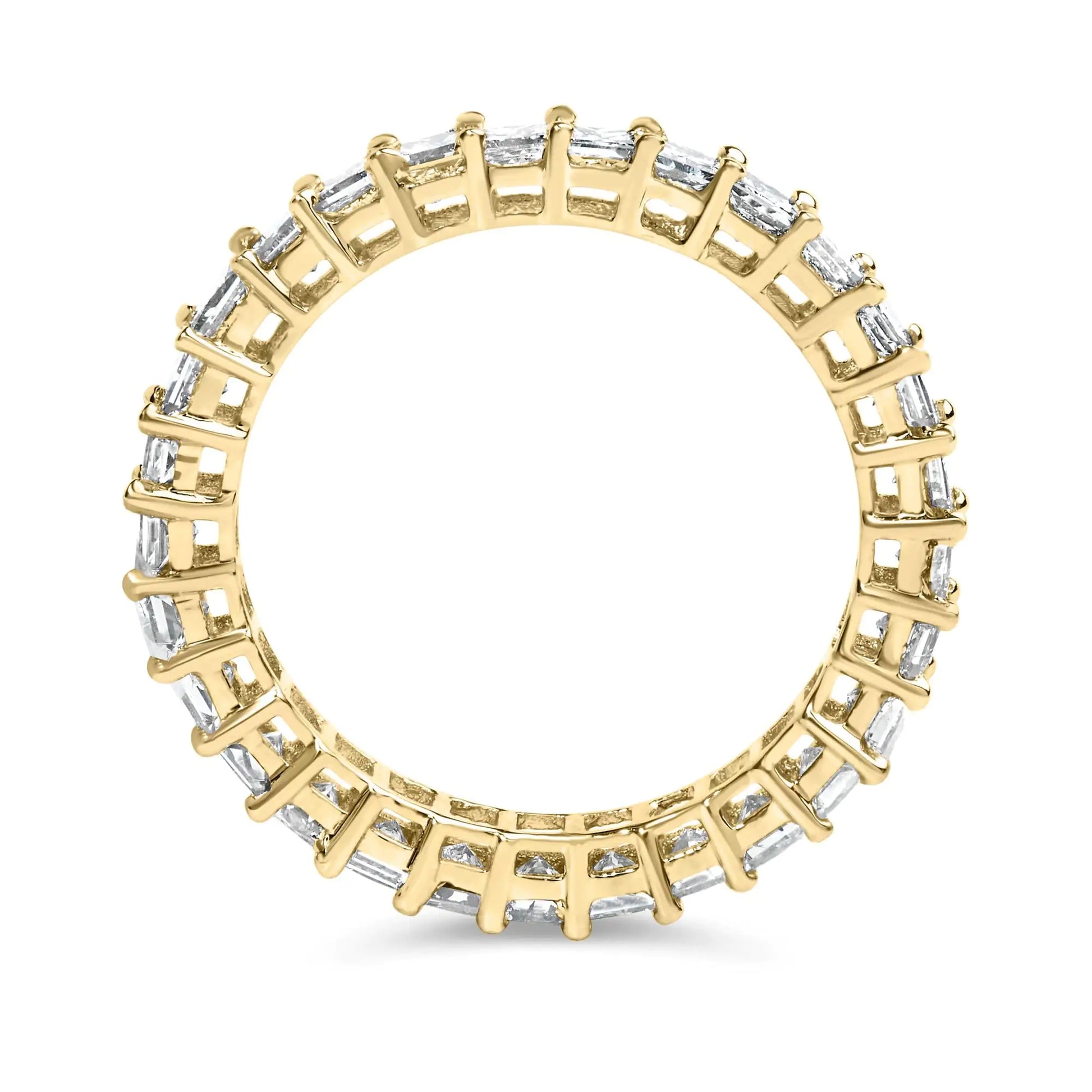14K Yellow Gold 2.00 Cttw Shared Prong Set Princess Cut Diamond Eternity Band Ring (J-K Color, SI1-SI2 Clarity) - Ring Size 7 - Anti Spier 