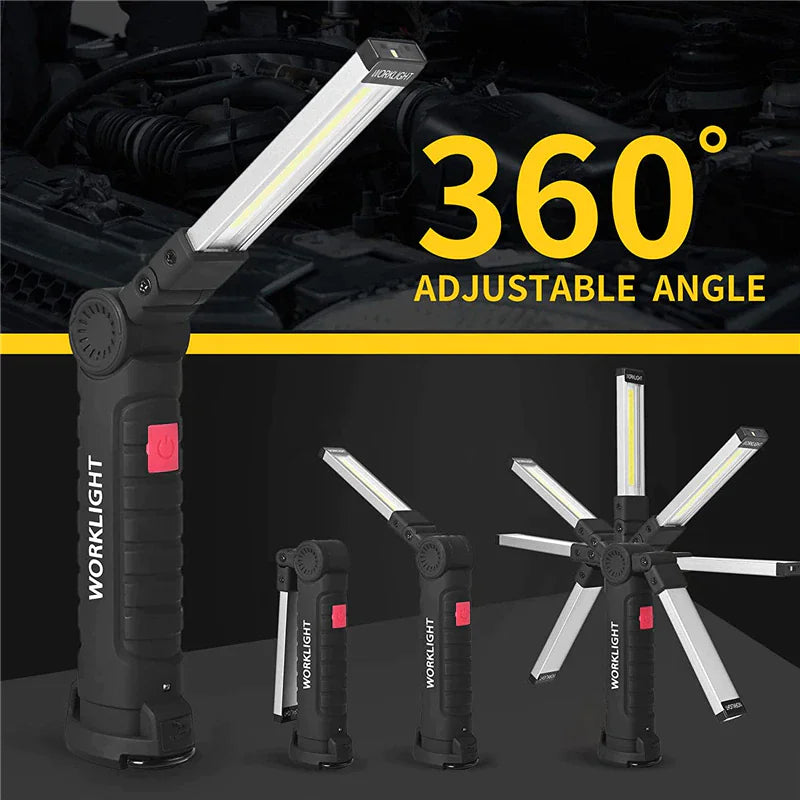 Rechargeable LED COB Work Light Mechanic Flashlight Lamp Magnetic Base Bright Anti Spier
