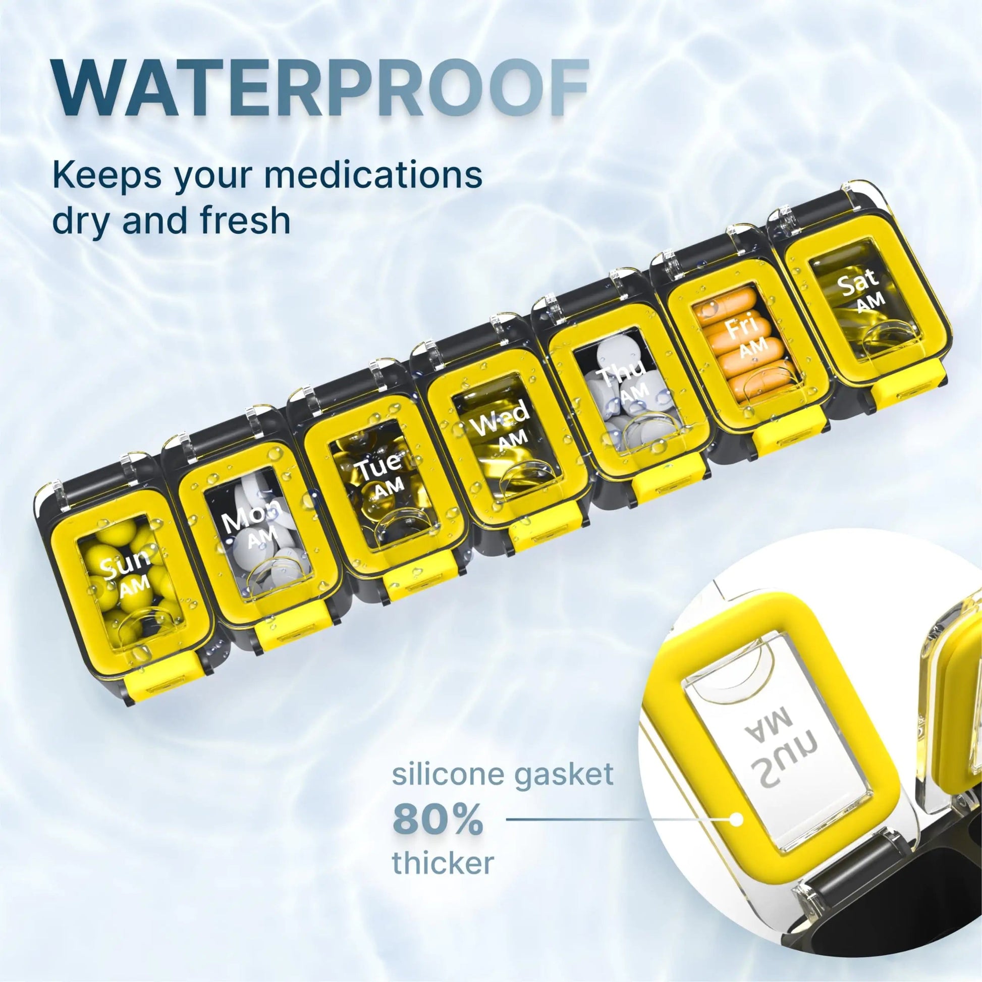 Weekly Pill Organizer 2 Times A Day Am Pm Pill Case Pill Box Yellowblue Plastic Anti Spier