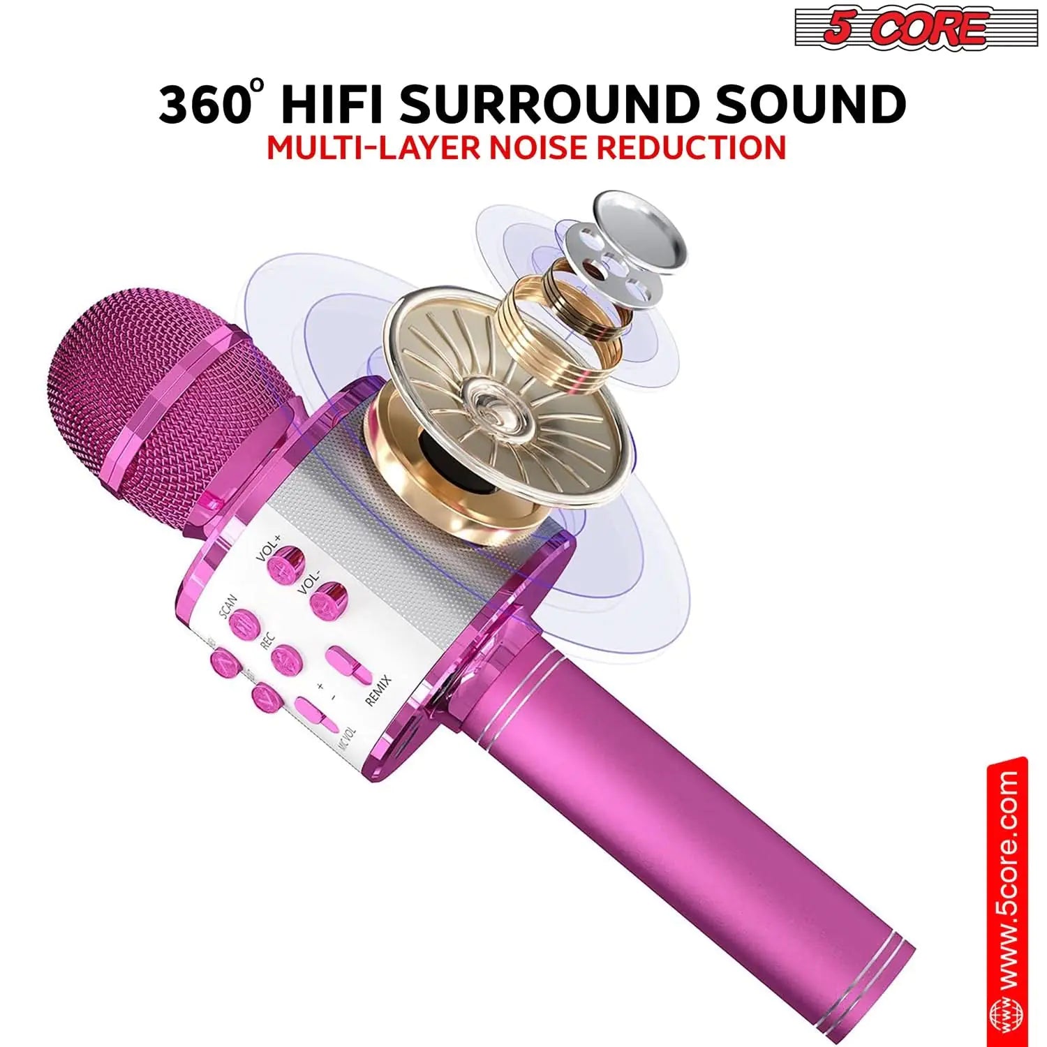 5Core Wireless Karaoke Microphone Bluetooth Mic Portable Handheld Microfonos Inalambricos Anti Spier