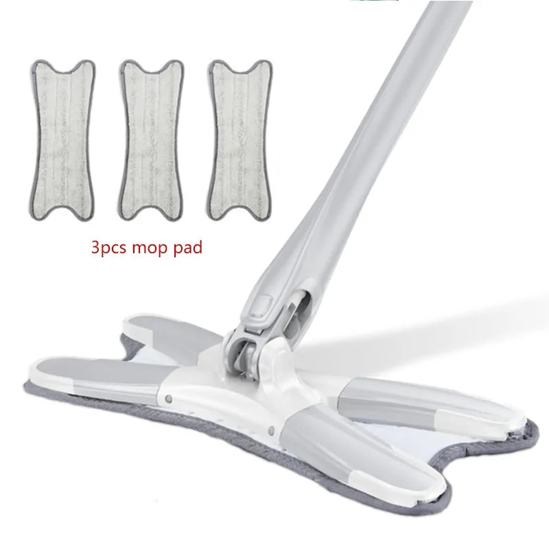 X-Type Floor Mop With 3 Pieces Reusable Microfiber Anti Spier