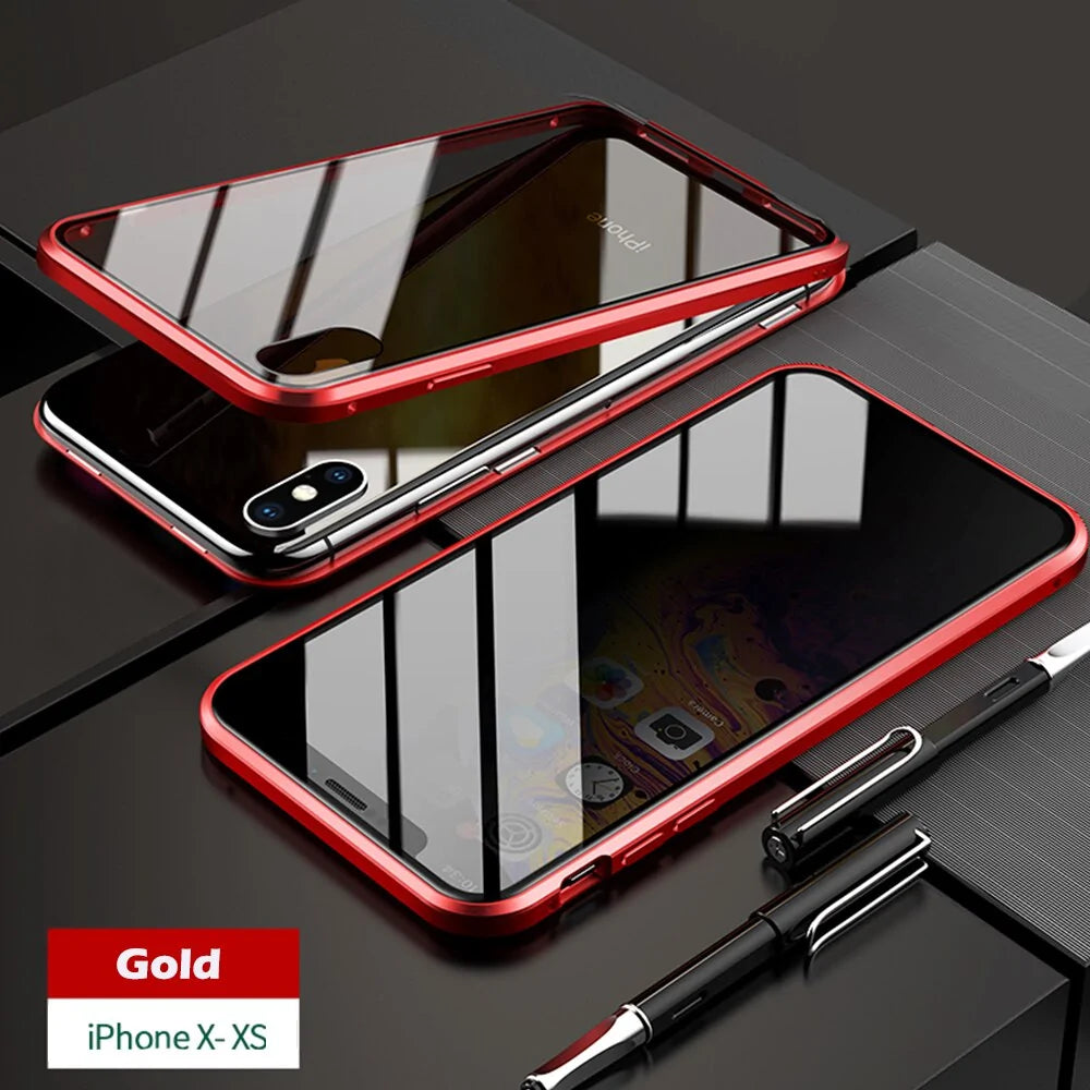 Anti-Peep Magnetic Metal Phone Case For iPhone Anti Spier