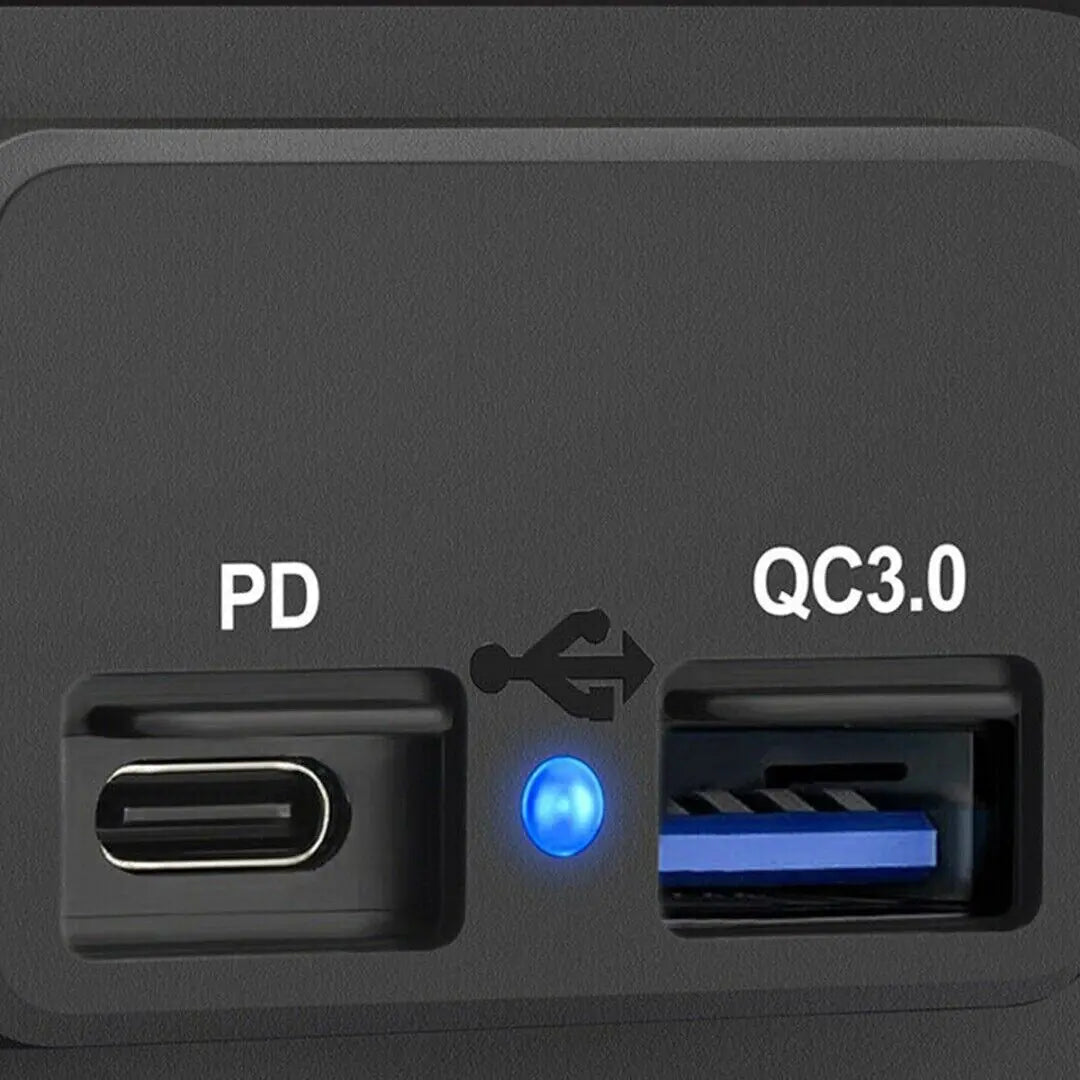 12-24V 4.8A Dual USB PD QC3.0 Car Boat RV Fast Charger Socket LED Power Outlet Anti Spier