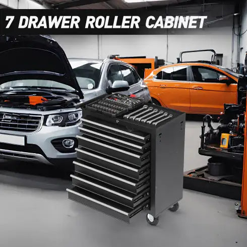 Rolling Tool Chest With 7-Drawer Tool Box With Wheels Multifunctional Tool Cart Mechanic Tool Storage Cabinet For Garage, Warehouse, Workshop, Repair Shop Anti Spier