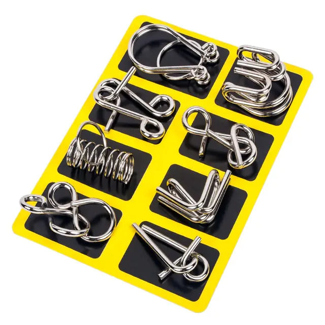 8-Piece Metal Montessori IQ Brain Teaser Puzzle Set for All Ages Anti Spier
