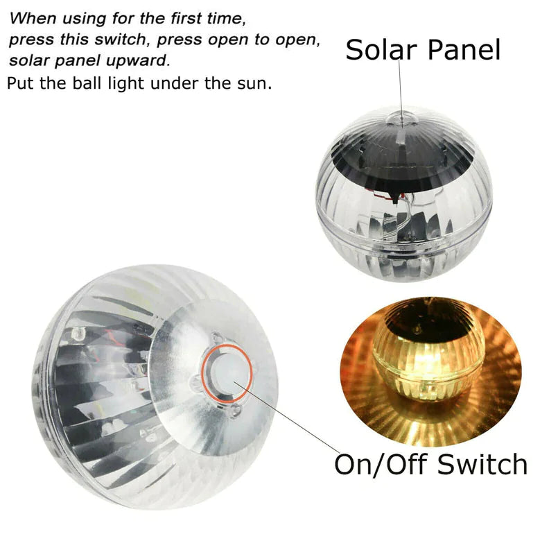 Outdoor Solar LED Floating Light Garden Pond Pool Lamp Rotating RGB Color Change Anti Spier