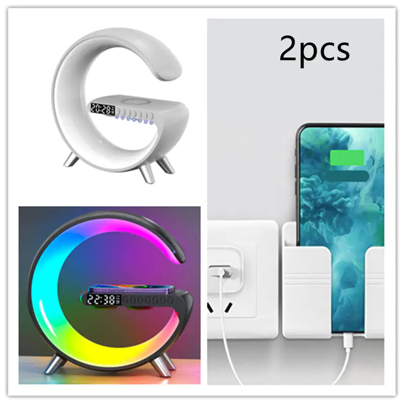 New Intelligent G Shaped LED Lamp Bluetooth Speake Wireless Charger Atmosphere Lamp App Control For Bedroom Home Decor Anti Spier