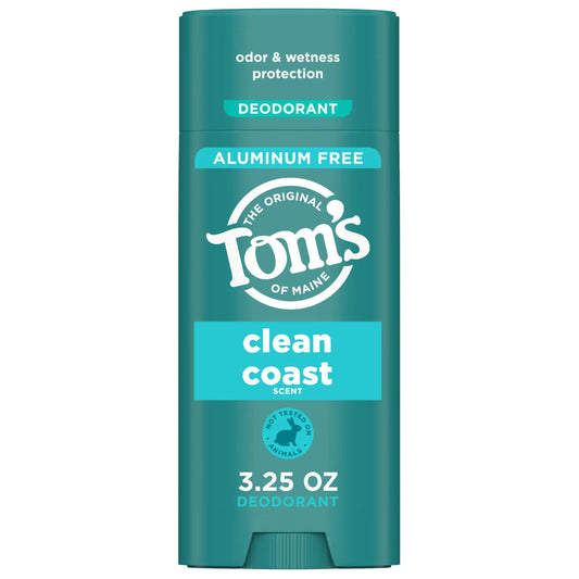 Tom’s of Maine Clean Coast Aluminum Free Natural Deodorant For Women & Men | Goes on Clear | Odor & Wetness Protection | Naturally Derived and Moisture-Locking Ingredients | 3.25 oz 3.25 Ounce (Pack of 1) Anti Spier