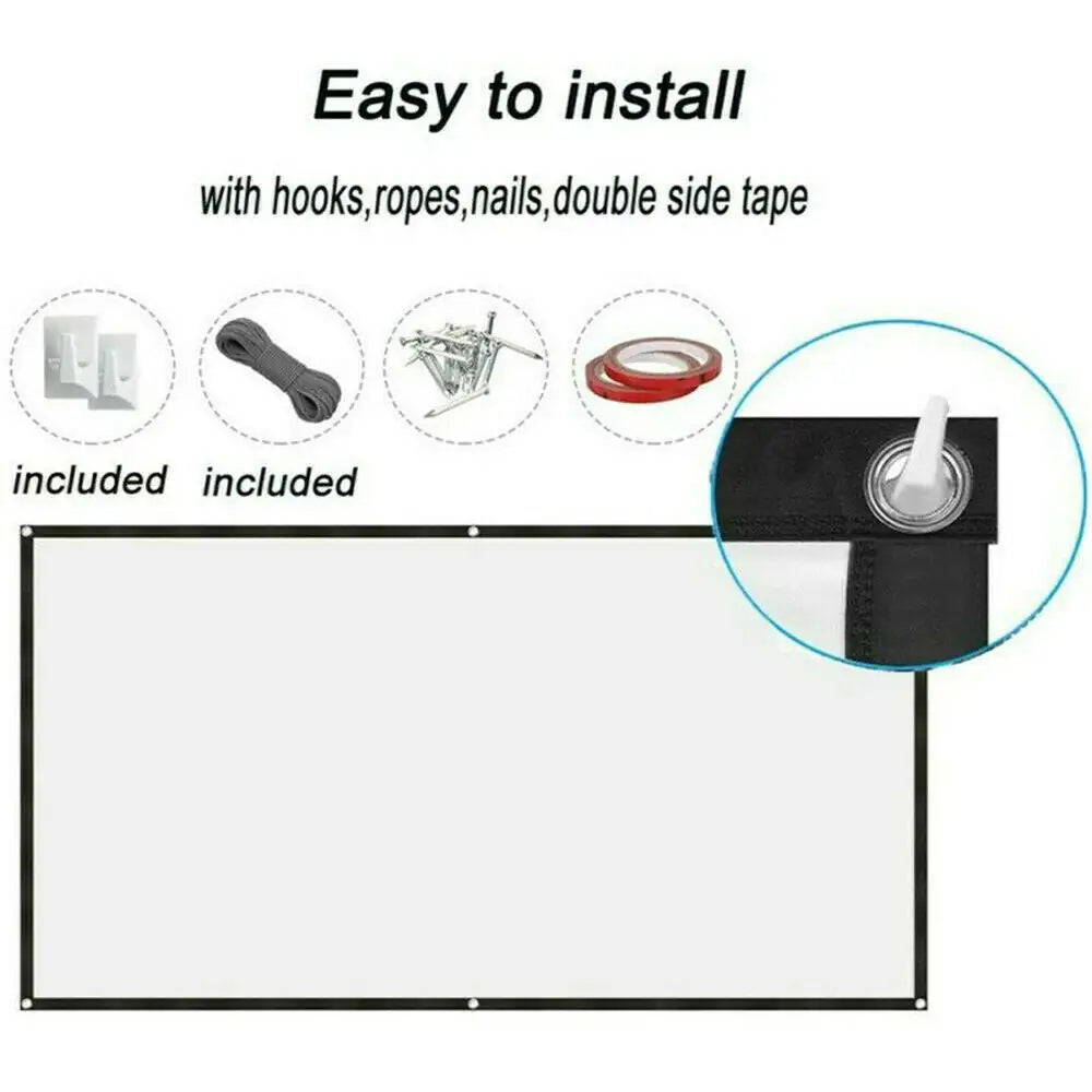 Portable Foldable Projector Screen 16:9 HD Outdoor Home Cinema Theater 3D Movie Anti Spier