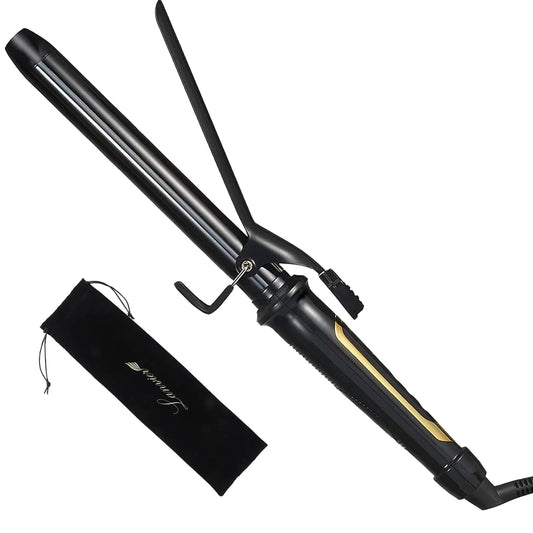 Lanvier 1 Inch Extra Long Hair Curling Iron with Ceramic Tourmaline Barrel, Professional Hair Curler up to 450°F with Dual Voltage for Worldwild Use, Hair Waving Style Tool for Girls&Women–Black Black Anti Spier