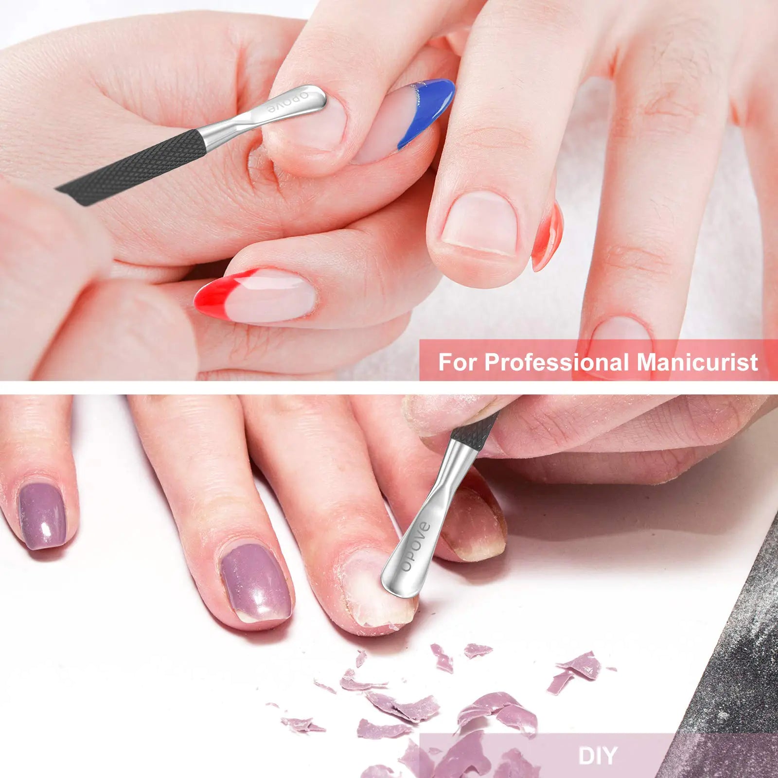 Cuticle Pusher Nail Polish Remover Stainless Steel Manicure Tool Set Gel Nail Polish Peeler Scraper Nail Cleaner Pedicure Kit for Fingernail and Toenail, opove P1, Matter Black… Buy X7 Get This 90% Off Anti Spier