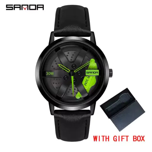 Men's 3D Car Wheel Sports Watch - Waterproof Quartz Anti Spier