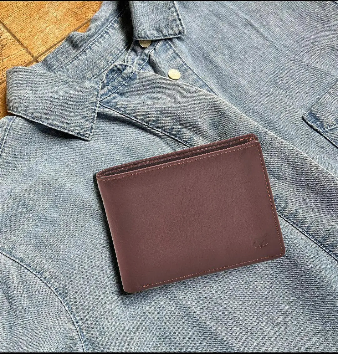 Real Leather Mens Bifold Wallet RFID Blocking Slim Minimalist Front Pocket - Thin & Stylish with ID Window in Gift Box (Nappa, Cognac) Cognac Nappa Anti Spier