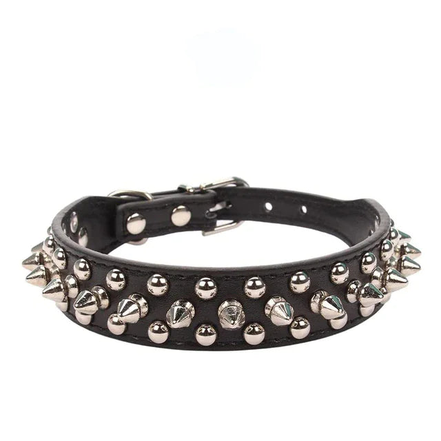 Spiked Studded Leather Dog Collar Rivets Pet Small Large Cat Pit Bull Adjustable Anti Spier