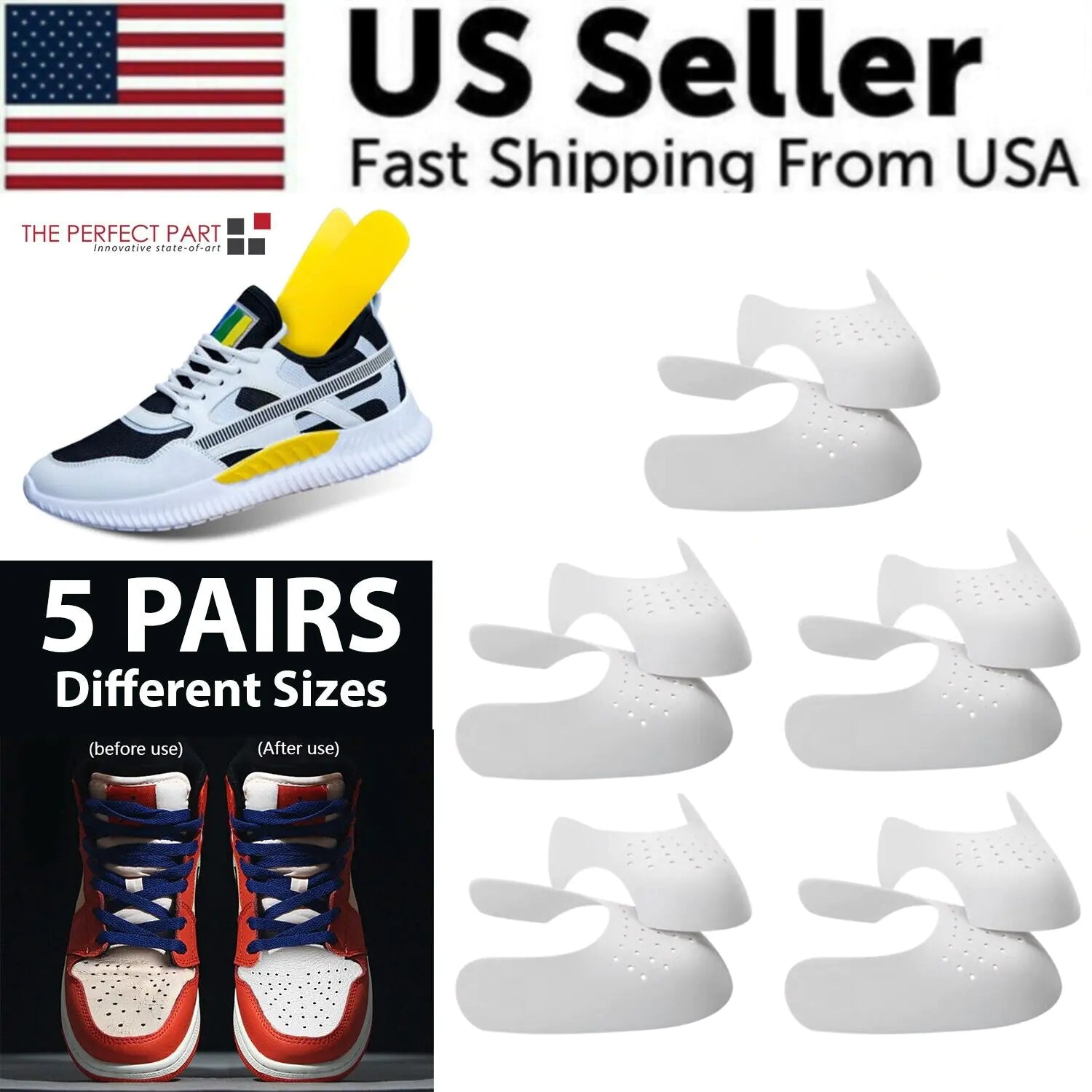 5 Pairs Shoe Protector Anti Crease Force Fields Cover Toe Cap Creasing Decreaser Anti Spier