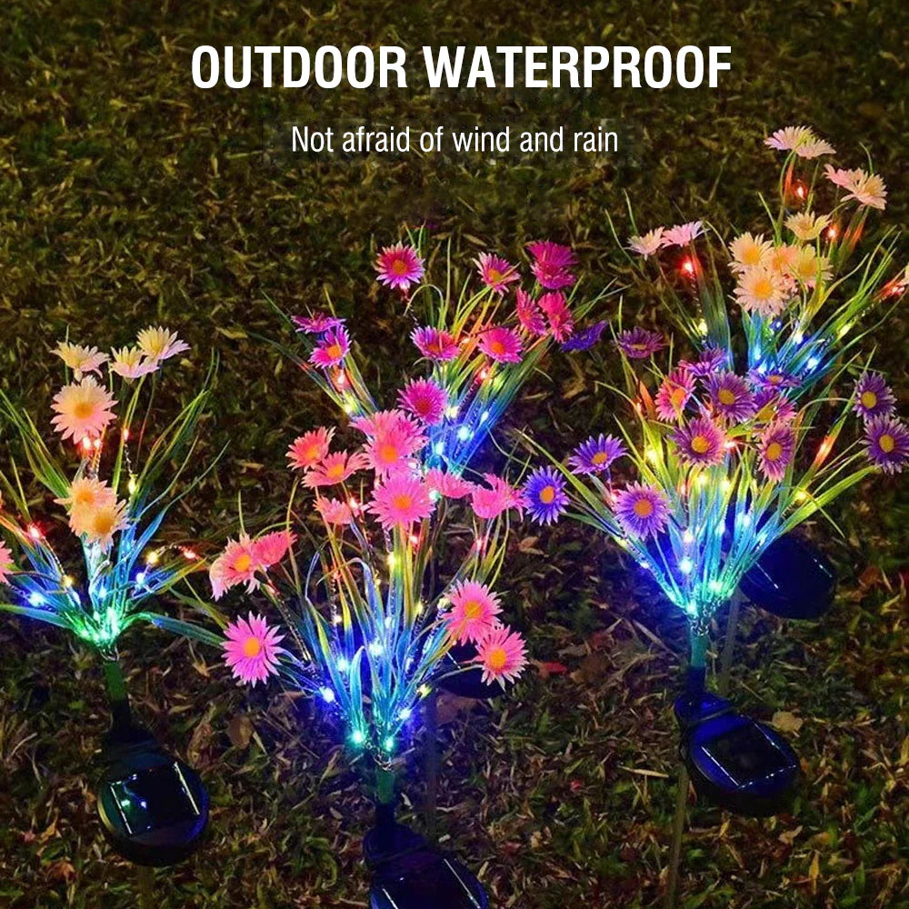 Solar Garden Lights LED Flower Stake Lamp Outdoor Yard Waterproof Patio Decor Anti Spier