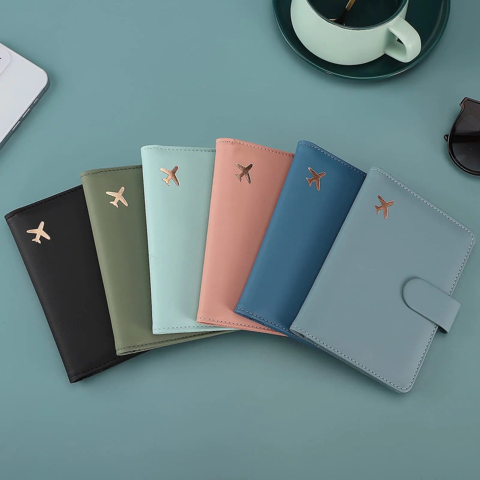 Melsbrinna Premium Leather Passport Holder Covers Case, Waterproof Rfid Blocking Travel Wallet Passport Holder with Pen Holder, Cute Passport Book for Women/Men Greyish green Anti Spier