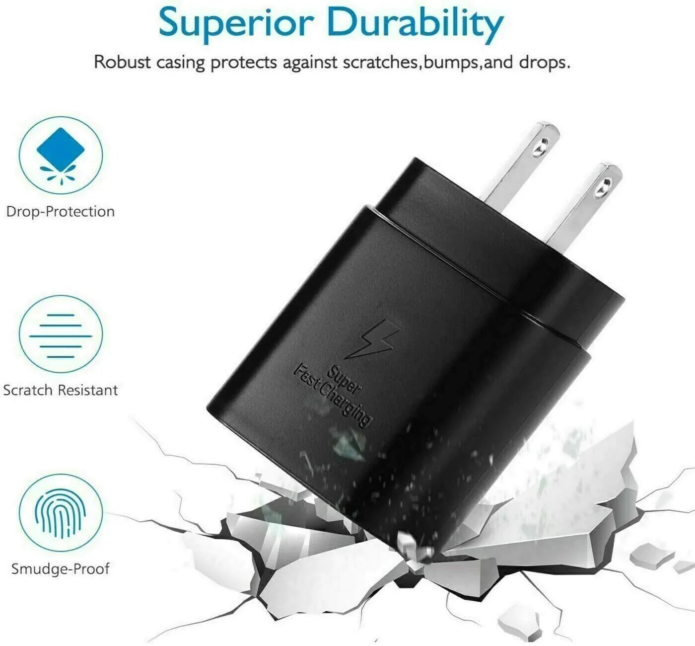 25w Super Fast Charger Type USB-C 10FT Cable For Samsung Galaxy S23 S22 S21 S20 Anti Spier