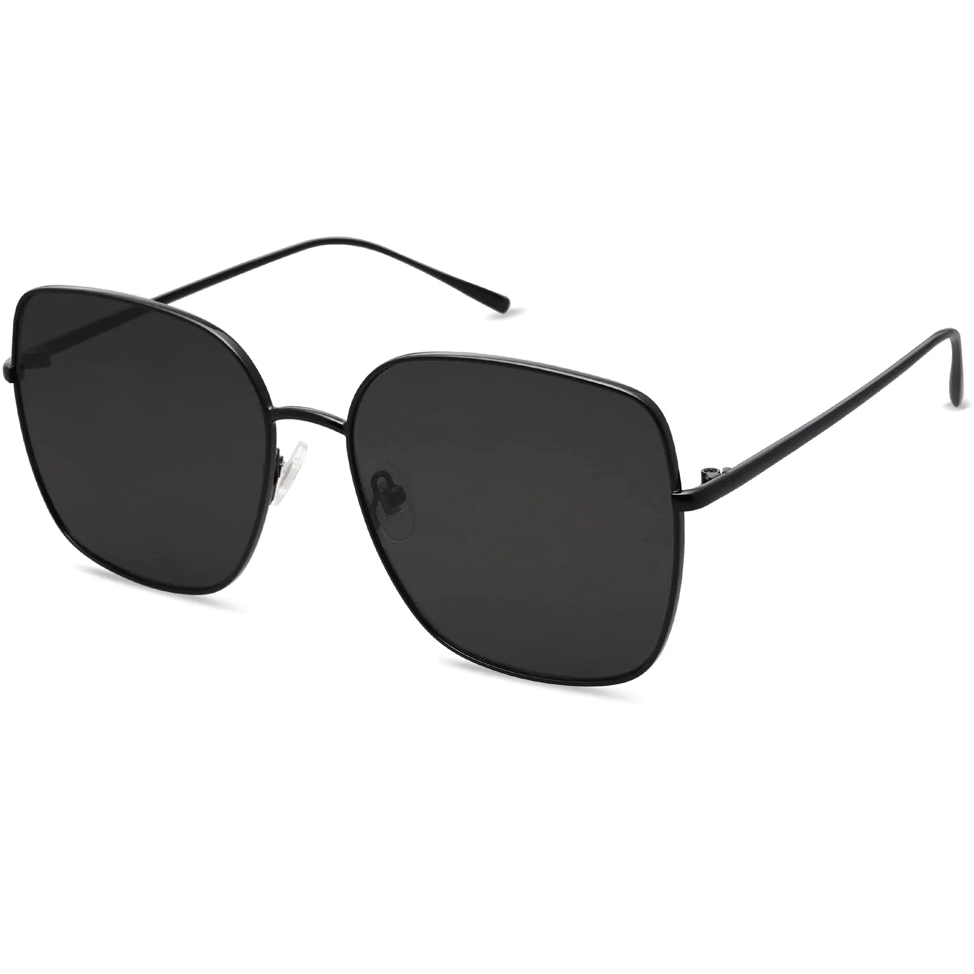 SOJOS Trendy Oversized Square Metal Frame Sunglasses for Women Men Flat Mirrored Lens UV Protection Sunglasses SJ1146 Black/Grey Anti Spier