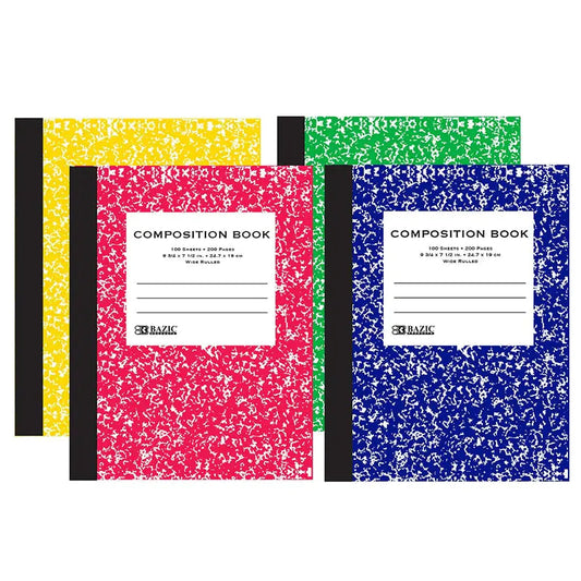 W/R 100 Ct. Assorted Color Marble Composition Book - Random Color Anti Spier