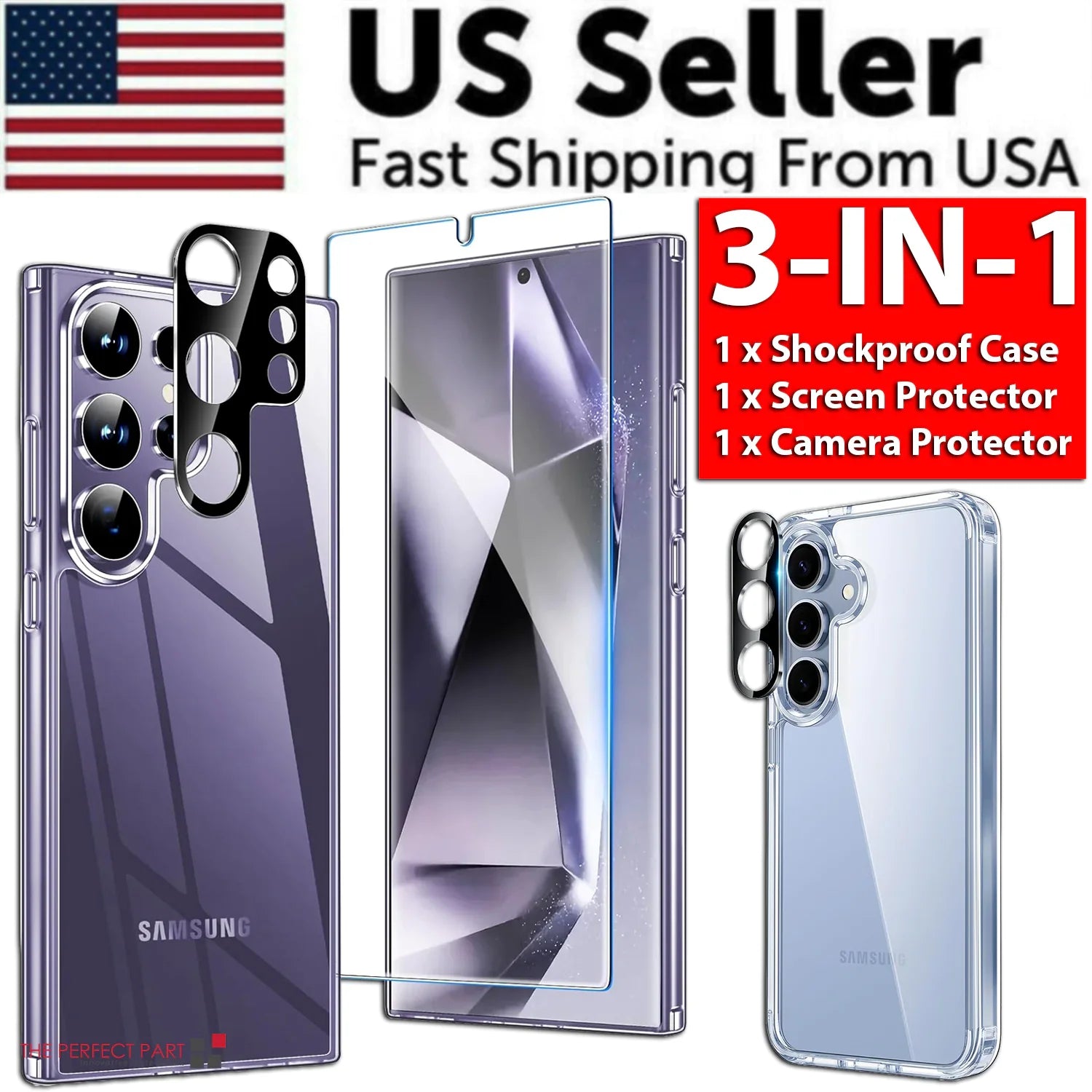For Samsung Galaxy S24 Ultra Plus Shockproof Case & Screen Protector & Camera US Anti Spier