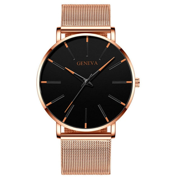 2023 Minimalist Men's Fashion Ultra Thin Watches Simple Men Business Stainless Steel Mesh Belt Quartz Watch relogio masculino - Wins Wow