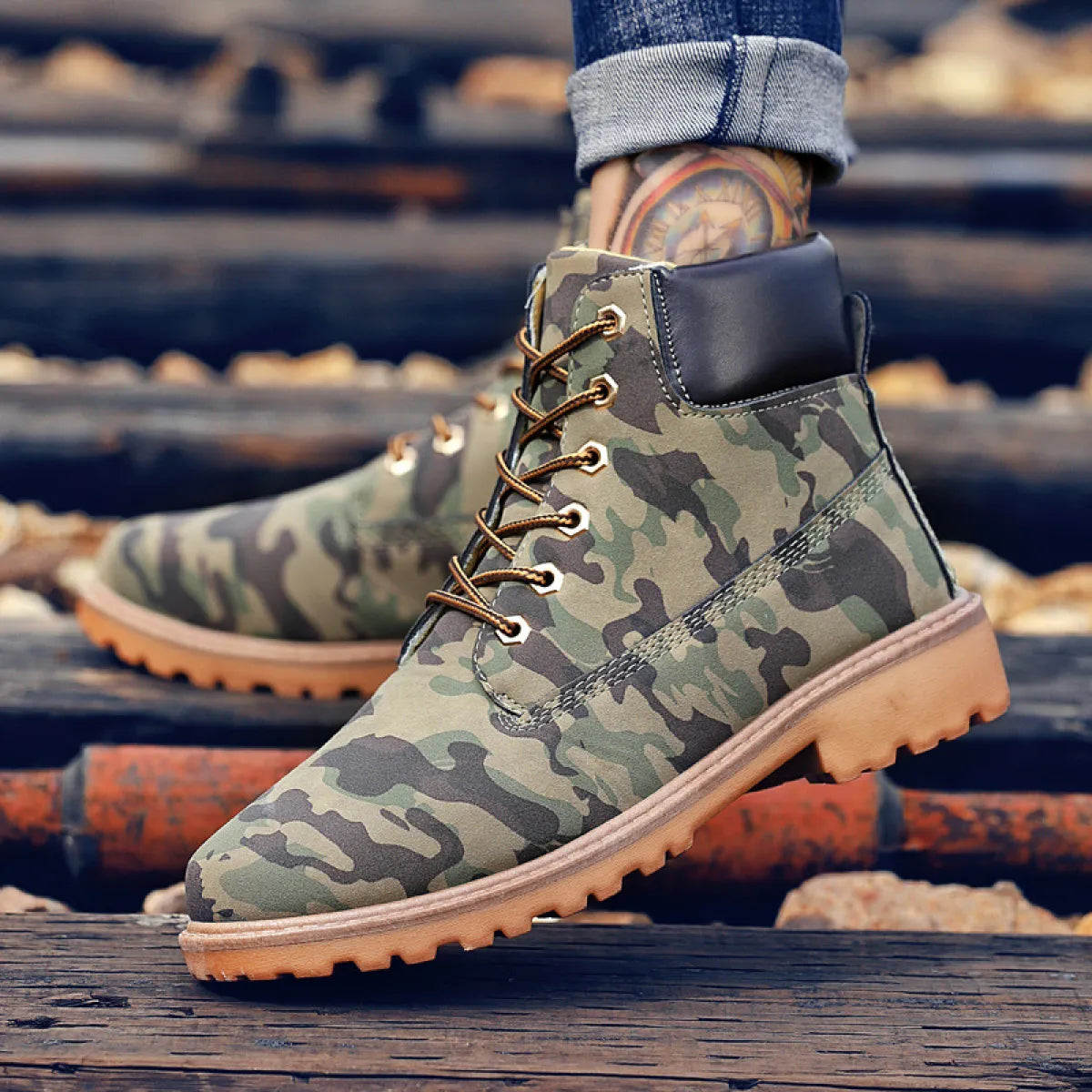 Men's PU Leather High-Top Snow Boots Anti Spier