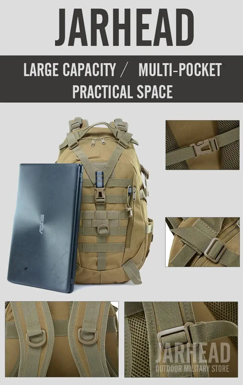 Military Backpack-Waterproof Hiking Survival Reflective Bag Anti Spier