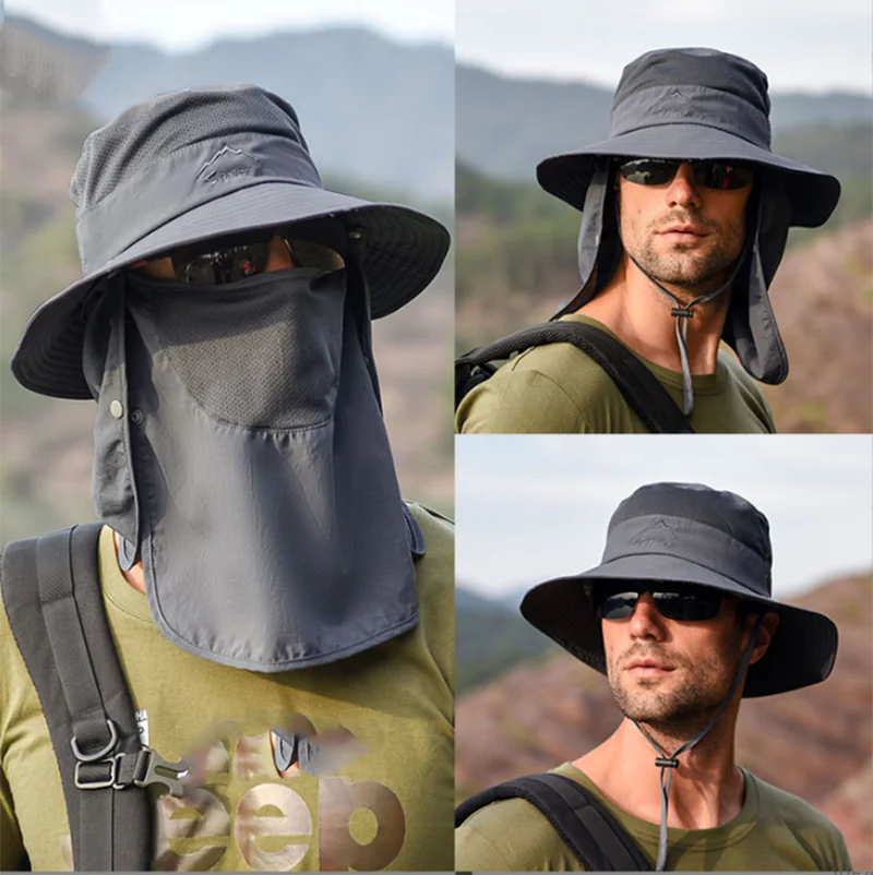 Wide Brim Sun Hat UV Protection Bucket Cap For Hiking Camping Fishing Safari Men - Anti Spier 