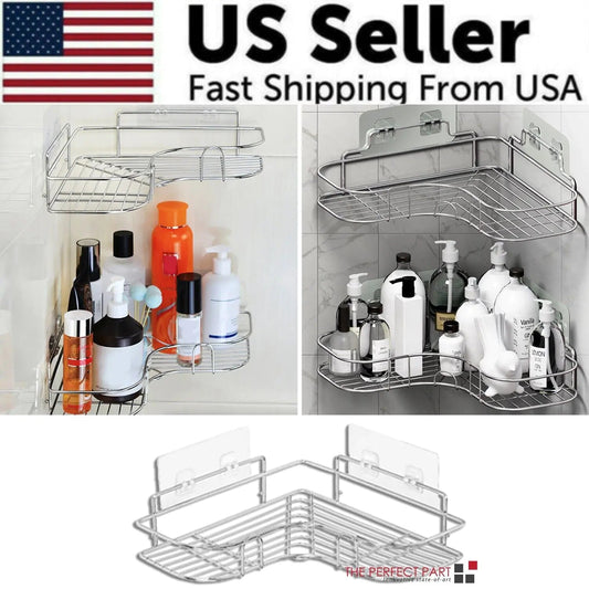 Shower Caddy Shelf Bathroom Corner Bath Storage Holder Organizer Triangular Rack Anti Spier